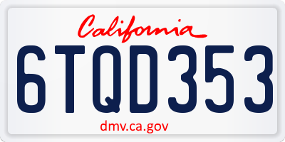 CA license plate 6TQD353