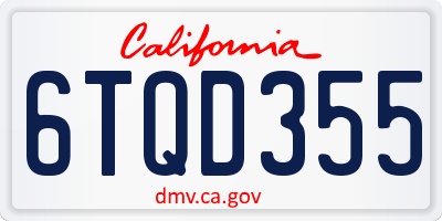 CA license plate 6TQD355