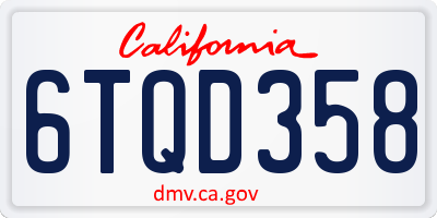 CA license plate 6TQD358