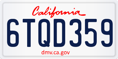 CA license plate 6TQD359