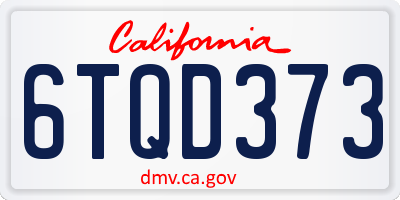 CA license plate 6TQD373