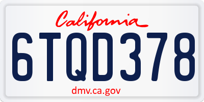 CA license plate 6TQD378