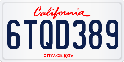 CA license plate 6TQD389