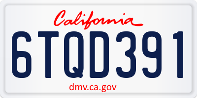 CA license plate 6TQD391