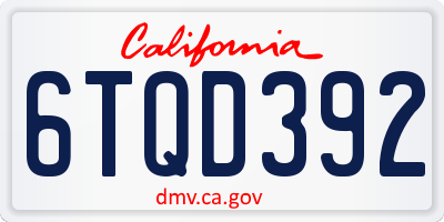 CA license plate 6TQD392