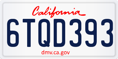 CA license plate 6TQD393