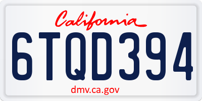 CA license plate 6TQD394