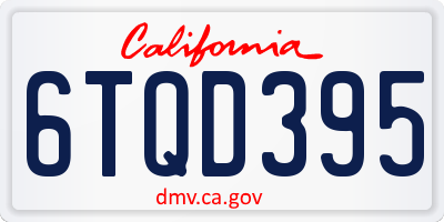 CA license plate 6TQD395