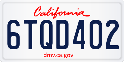 CA license plate 6TQD402