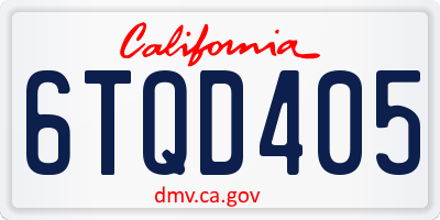 CA license plate 6TQD405