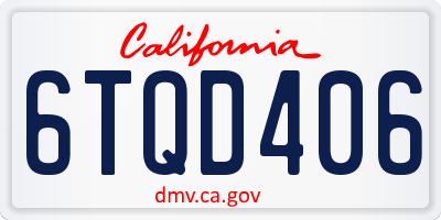 CA license plate 6TQD406