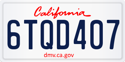 CA license plate 6TQD407