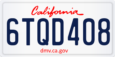 CA license plate 6TQD408