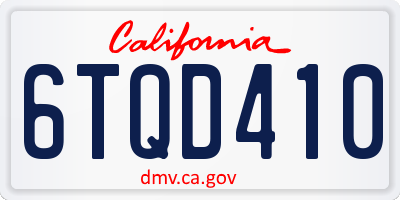 CA license plate 6TQD410