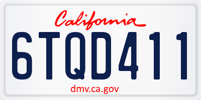 CA license plate 6TQD411