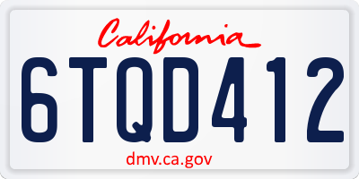 CA license plate 6TQD412
