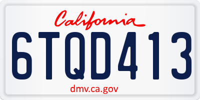 CA license plate 6TQD413