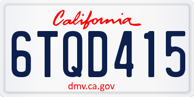 CA license plate 6TQD415