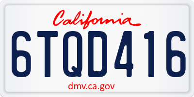 CA license plate 6TQD416