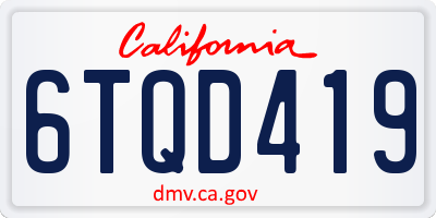 CA license plate 6TQD419