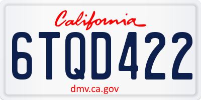 CA license plate 6TQD422