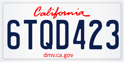 CA license plate 6TQD423