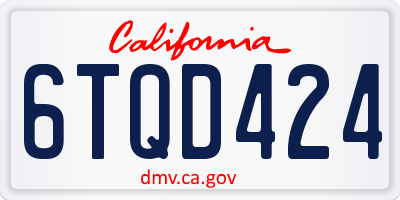 CA license plate 6TQD424