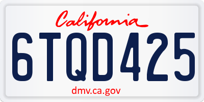 CA license plate 6TQD425