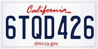 CA license plate 6TQD426
