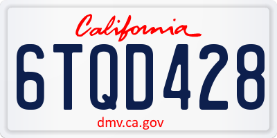 CA license plate 6TQD428