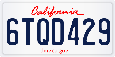 CA license plate 6TQD429