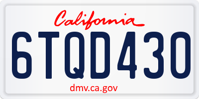 CA license plate 6TQD430
