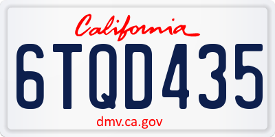 CA license plate 6TQD435