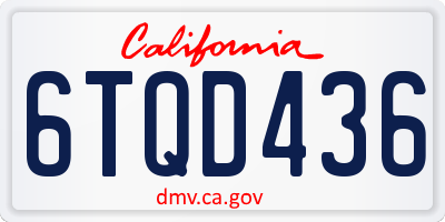 CA license plate 6TQD436