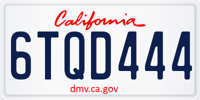 CA license plate 6TQD444