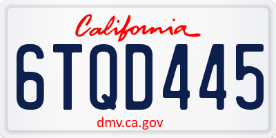 CA license plate 6TQD445