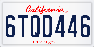 CA license plate 6TQD446