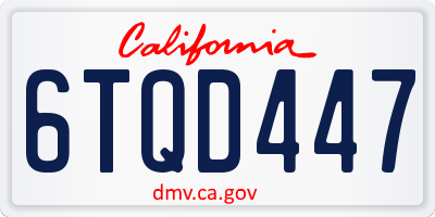 CA license plate 6TQD447