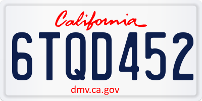 CA license plate 6TQD452