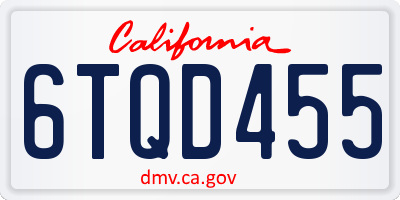 CA license plate 6TQD455