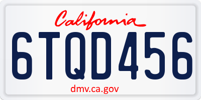 CA license plate 6TQD456