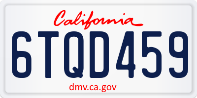 CA license plate 6TQD459
