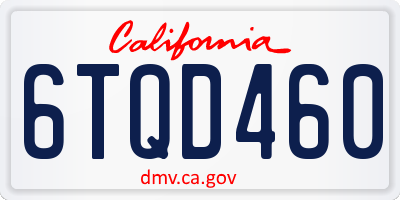 CA license plate 6TQD460