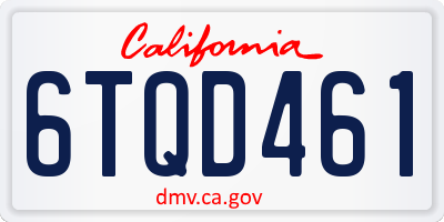 CA license plate 6TQD461