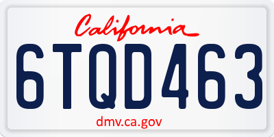 CA license plate 6TQD463