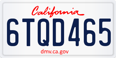 CA license plate 6TQD465