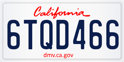 CA license plate 6TQD466