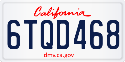 CA license plate 6TQD468