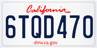 CA license plate 6TQD470