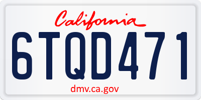 CA license plate 6TQD471